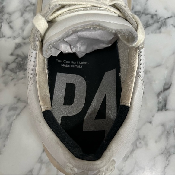 P448 Aerial Sneakers Perforated White Leather Woman’s Size 38 US 7.5/8 - Picture 10 of 11